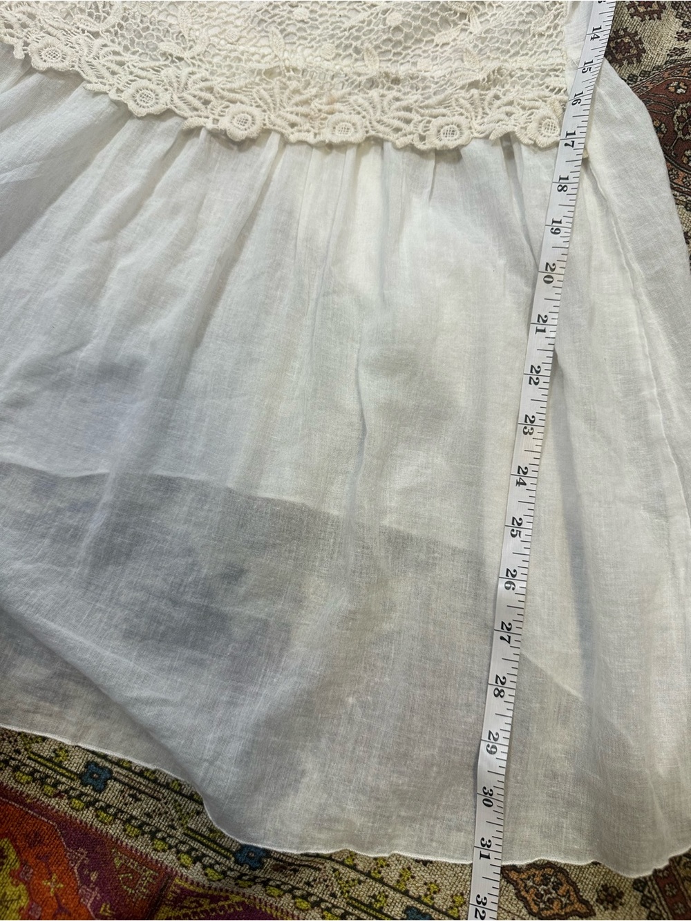 Women’s White Mini Dress with Cream Lace Trim - Picture 7 of 7